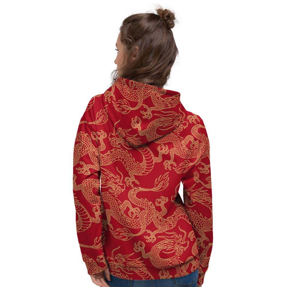 Red Oriental Chinese Dragon Women's Hoodie-grizzshop