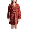 Red Oriental Chinese Dragon Women's Robe-grizzshop