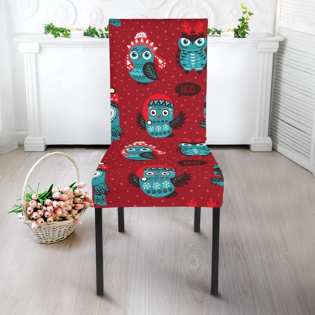 Red Owl Christmas Pattern Print Chair Cover-grizzshop