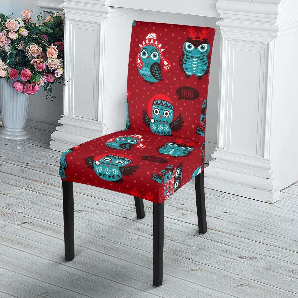 Red Owl Christmas Pattern Print Chair Cover-grizzshop