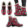 Red Owl Christmas Pattern Print Comfy Winter Boots-grizzshop