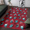 Red Owl Christmas Pattern Print Floor Mat-grizzshop