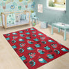 Red Owl Christmas Pattern Print Floor Mat-grizzshop