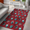 Red Owl Christmas Pattern Print Floor Mat-grizzshop