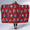 Red Owl Christmas Pattern Print Hooded Blanket-grizzshop