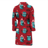 Red Owl Christmas Pattern Print Men Long Robe-grizzshop