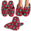 Red Owl Christmas Pattern Print Premium Home Slippers-grizzshop