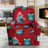 Red Owl Christmas Pattern Print Recliner Cover-grizzshop