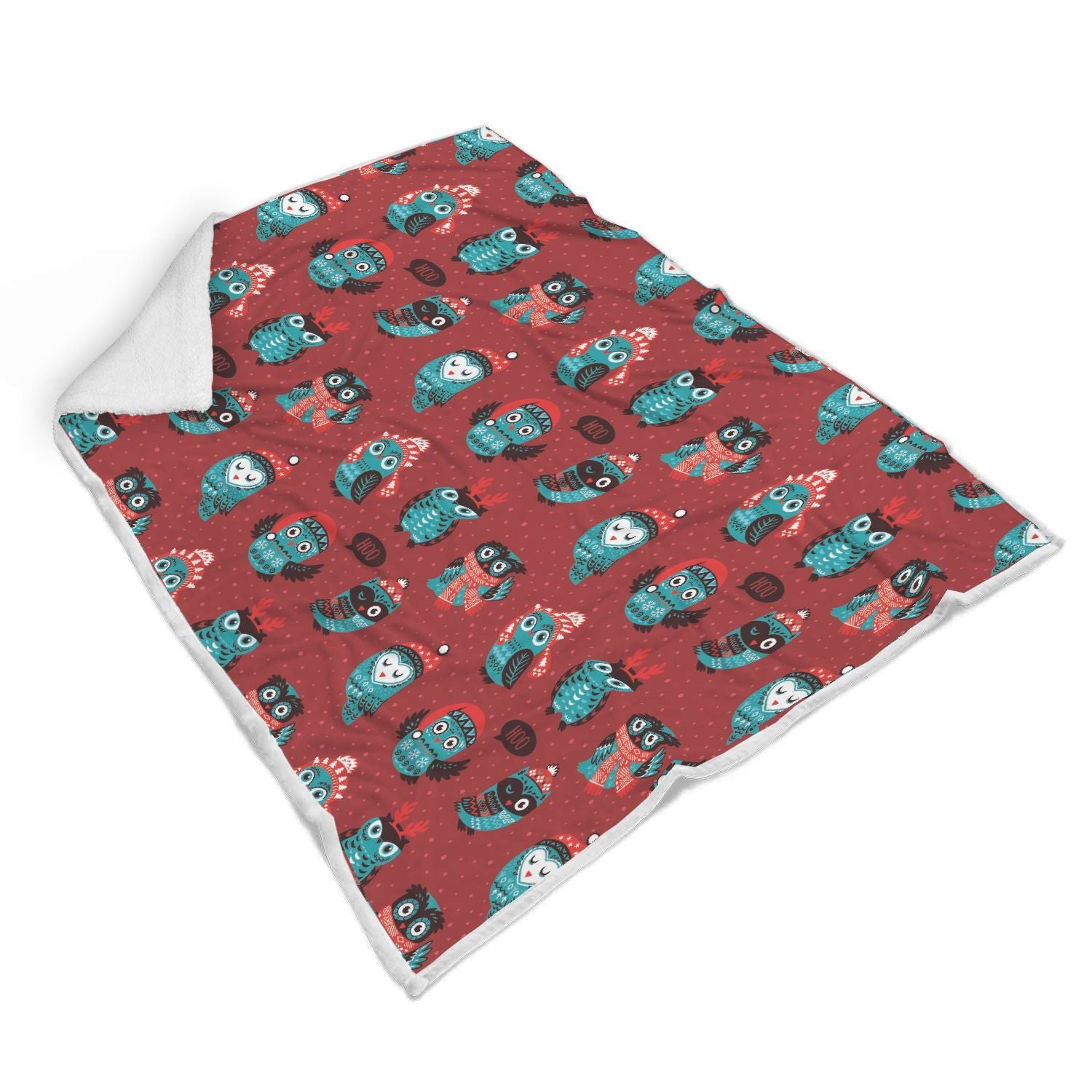 Red Owl Christmas Pattern Print Throw Blanket-grizzshop