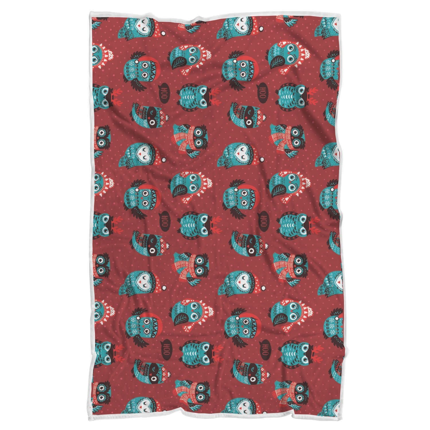 Red Owl Christmas Pattern Print Throw Blanket-grizzshop