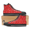 Red Paisley Bandana Print Black High Top Shoes-grizzshop