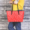 Red Paisley Bandana Print Leather Tote Bag-grizzshop