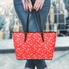 Red Paisley Bandana Print Leather Tote Bag-grizzshop