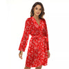 Red Paisley Bandana Print Women's Robe-grizzshop