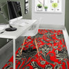 Red Paisley Pattern Print Floor Mat-grizzshop