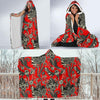 Red Paisley Pattern Print Hooded Blanket-grizzshop