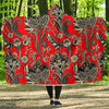 Red Paisley Pattern Print Hooded Blanket-grizzshop