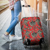 Red Paisley Pattern Print Luggage Cover Protector-grizzshop