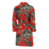 Red Paisley Pattern Print Men Long Robe-grizzshop