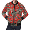 Red Paisley Pattern Print Men's Bomber Jacket-grizzshop