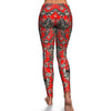 Red Paisley Pattern Print Pattern Women Leggings-grizzshop