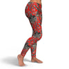 Red Paisley Pattern Print Pattern Women Leggings-grizzshop