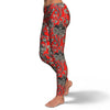 Red Paisley Pattern Print Pattern Women Leggings-grizzshop