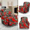 Red Paisley Pattern Print Recliner Cover-grizzshop