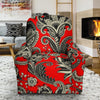 Red Paisley Pattern Print Recliner Cover-grizzshop