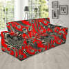 Red Paisley Pattern Print Sofa Covers-grizzshop