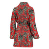 Red Paisley Pattern Print Women Long Robe-grizzshop