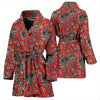 Red Paisley Pattern Print Women Long Robe-grizzshop