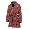 Red Paisley Pattern Print Women Long Robe-grizzshop