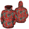 Red Paisley Pattern Print Women Men Pullover Hoodie-grizzshop