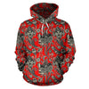 Red Paisley Pattern Print Women Men Pullover Hoodie-grizzshop