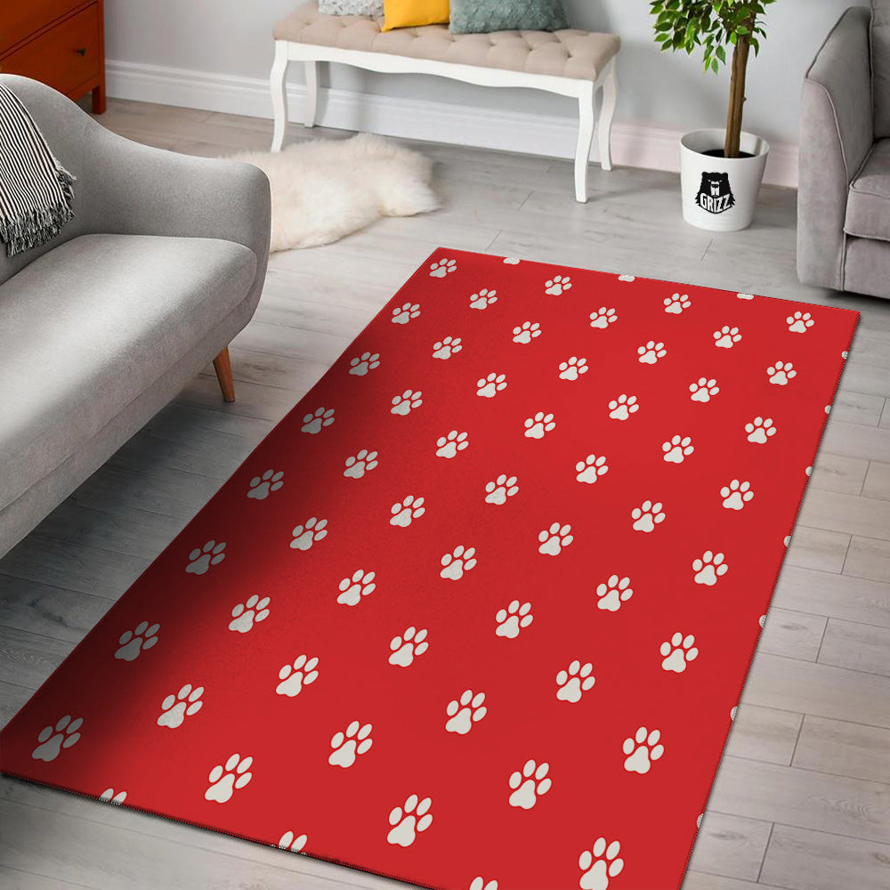 Red Paw Print Floor Mat-grizzshop