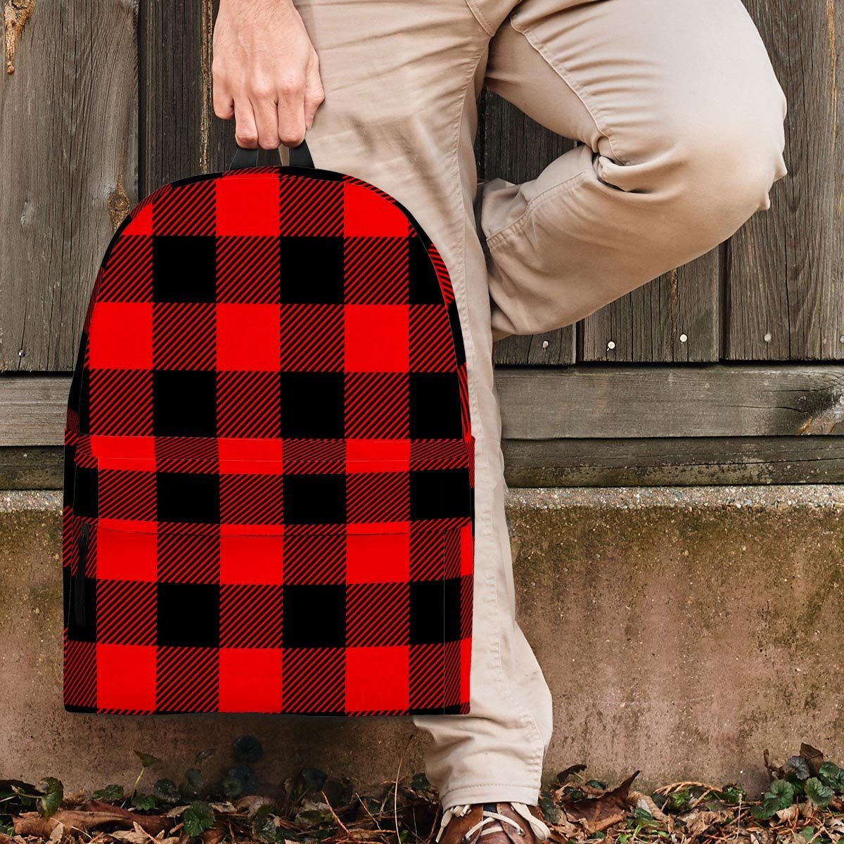 Red Plaid Backpack-grizzshop