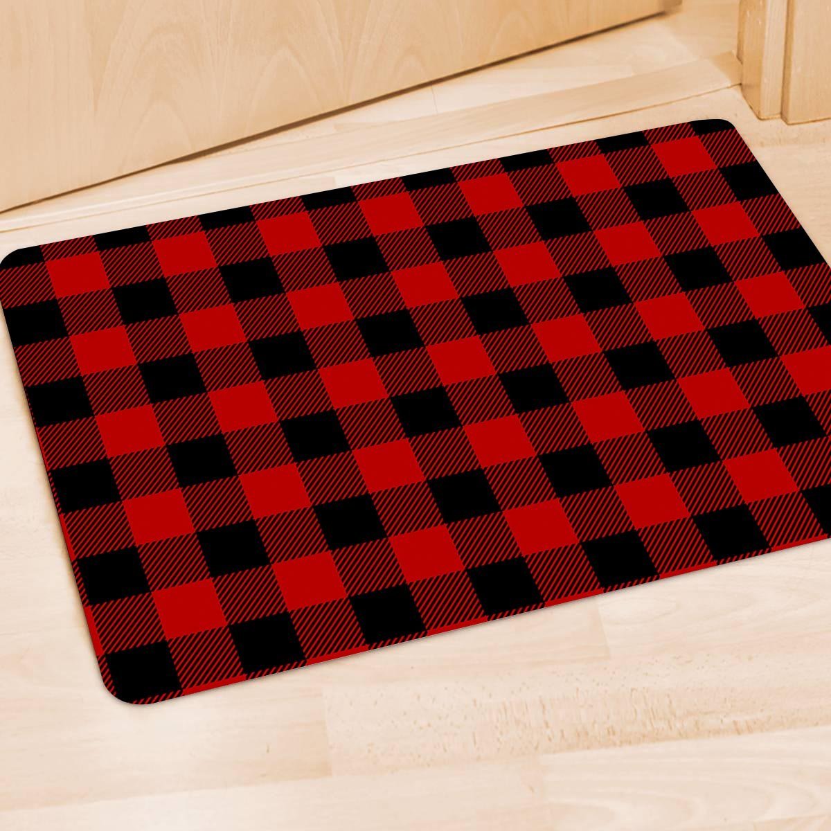 Red Plaid Door Mat-grizzshop