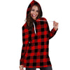 Red Plaid Hoodie Dress-grizzshop