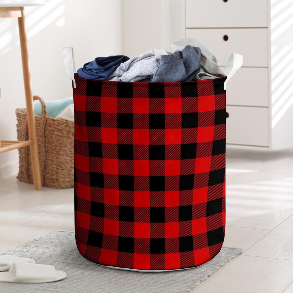 Red Plaid Laundry Basket-grizzshop
