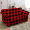 Red Plaid Loveseat Cover-grizzshop