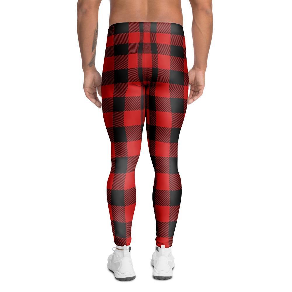 Red Plaid Men's Leggings-grizzshop