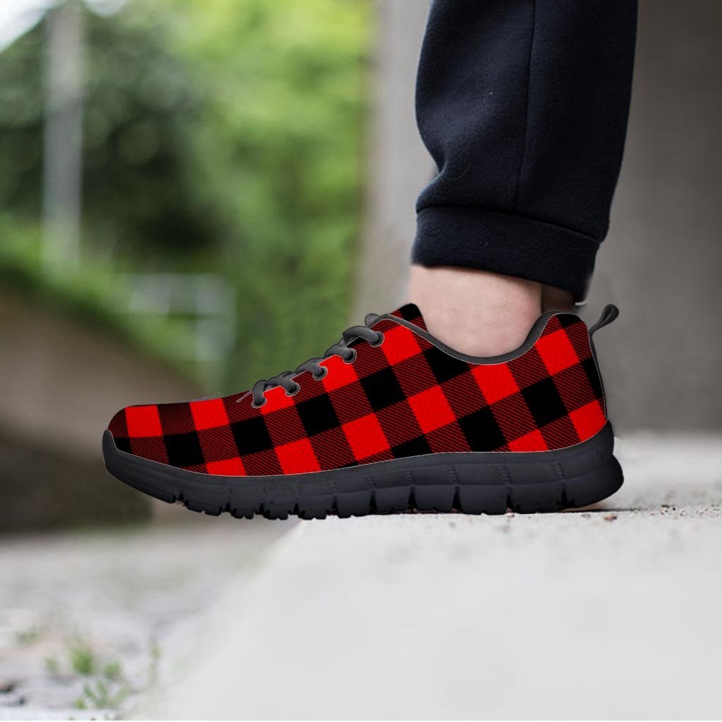 Red Plaid Men's Sneakers-grizzshop