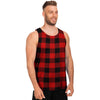 Red Plaid Men's Tank Tops-grizzshop