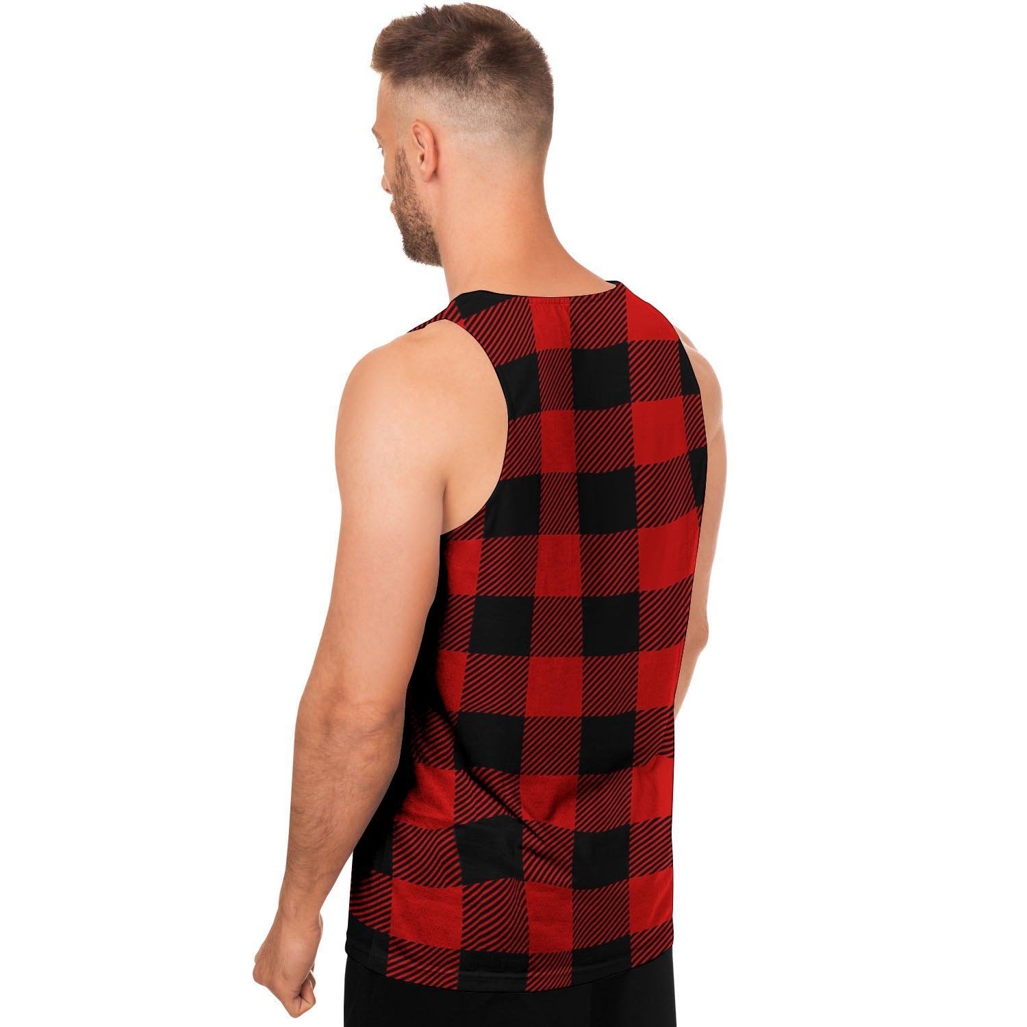 Red Plaid Men's Tank Tops-grizzshop