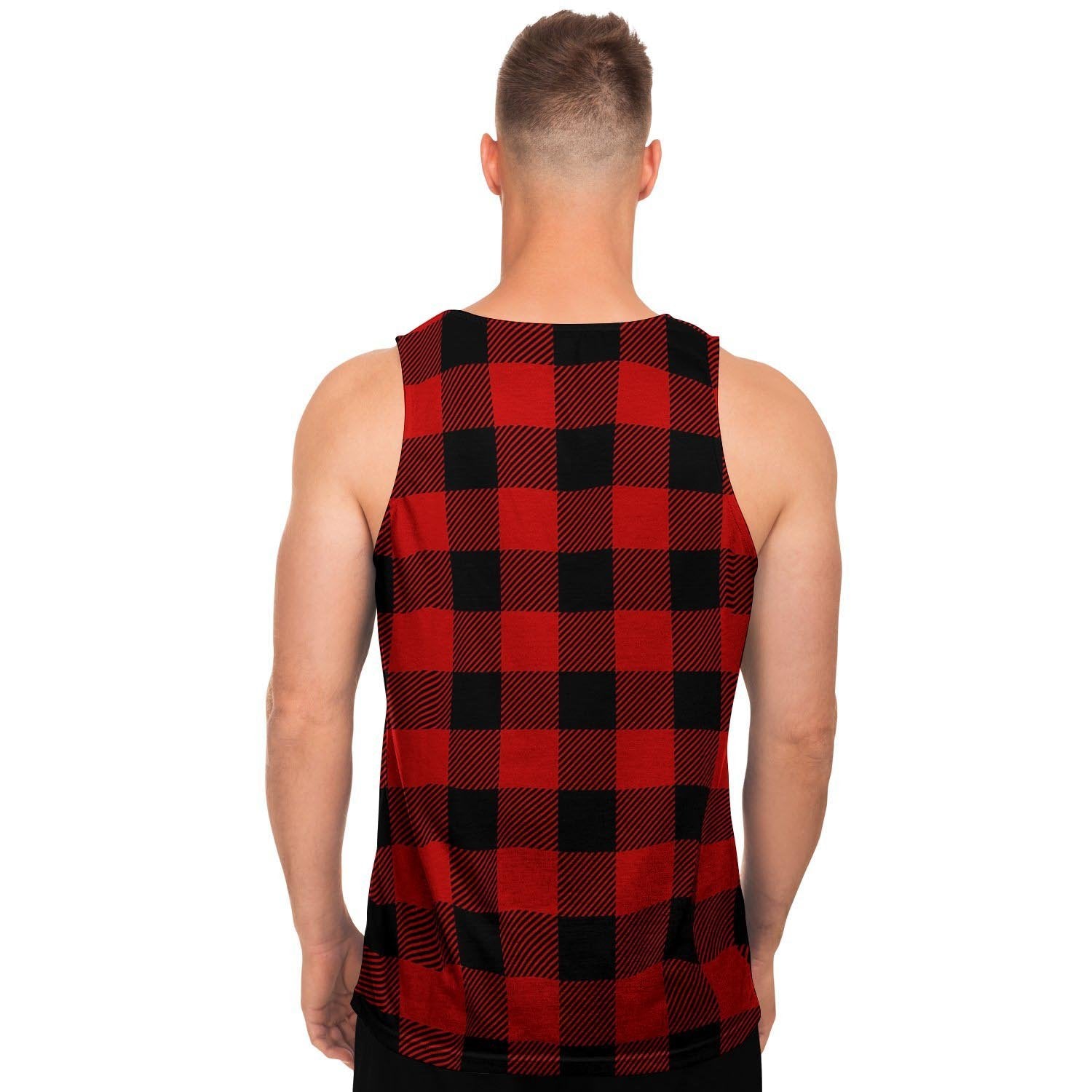 Red Plaid Men's Tank Tops-grizzshop