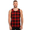 Red Plaid Men's Tank Tops-grizzshop