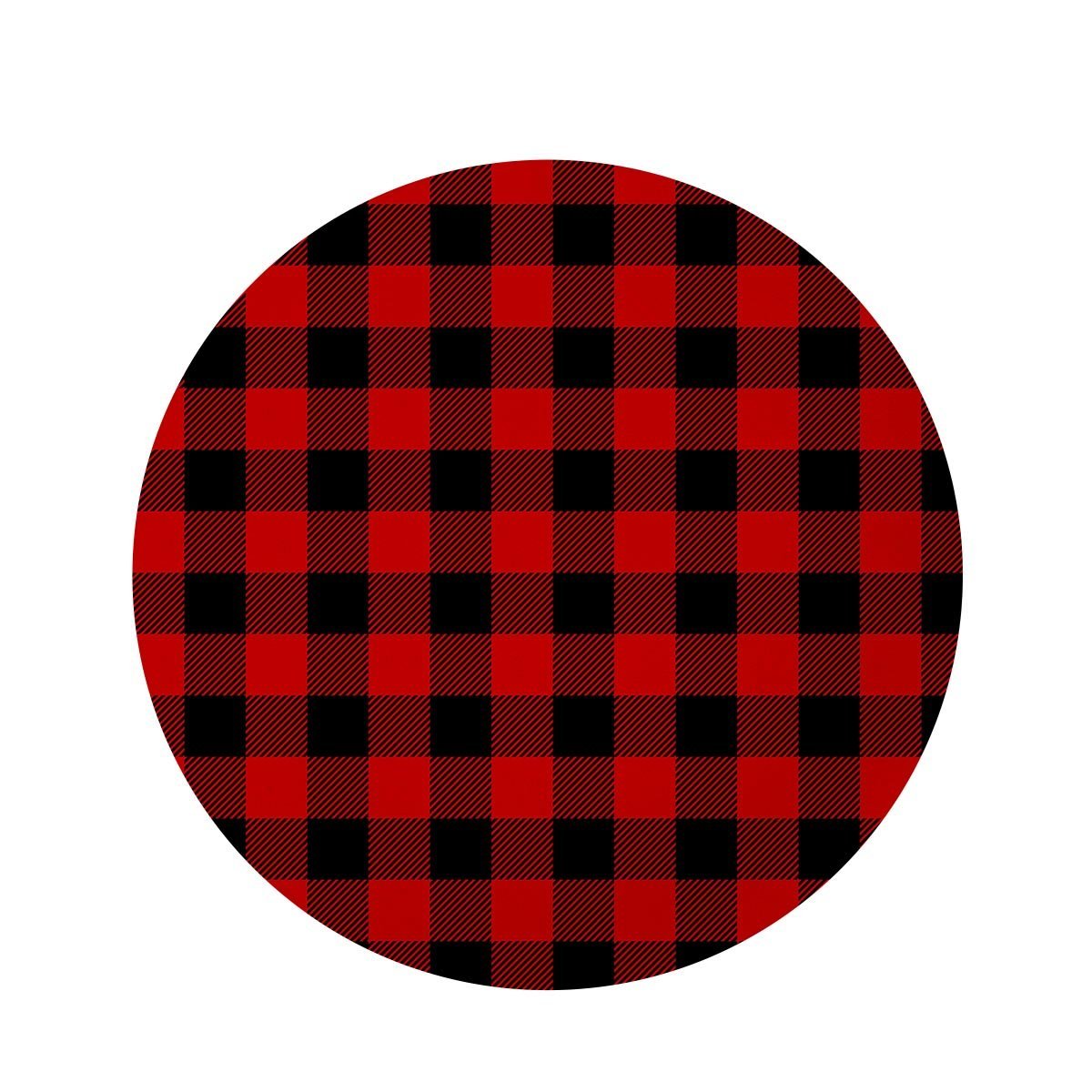 Red Plaid Round Rug-grizzshop