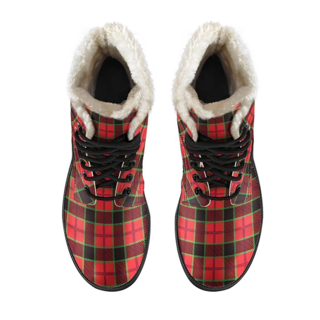 Red Plaid Scottish Royal Stewart Tartan Comfy Winter Boots-grizzshop