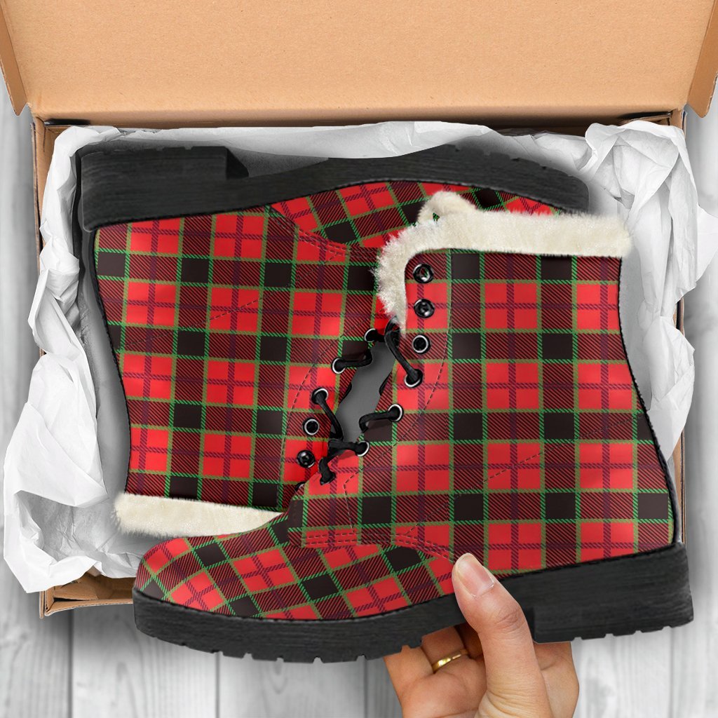 Red Plaid Scottish Royal Stewart Tartan Comfy Winter Boots-grizzshop